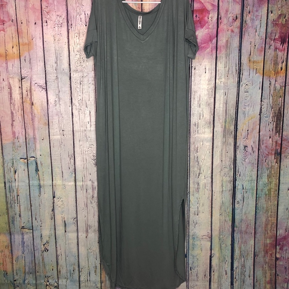 Zenana| Maxi dress with pockets, Sage